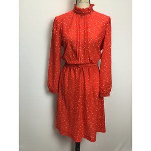 Vintage, Handmade, Long Sleeve Ruffled Neck Dress